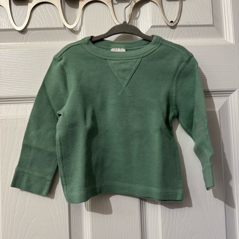 🦖 Hanna Andersson Green Waffle Knit Kids Sweater